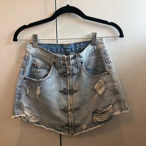 Carmar destroyed denim mini skirt